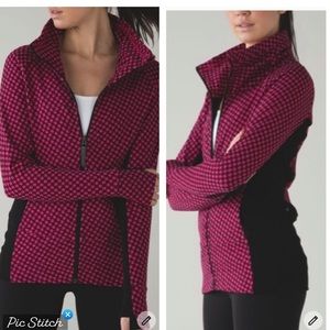 lululemon athletica Pink Patterned Jacket with Black Side Panels
